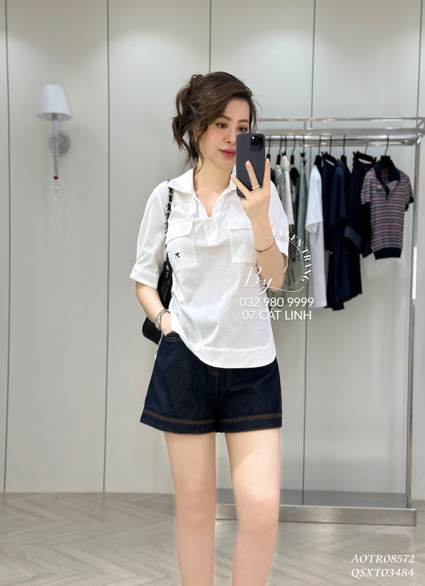 ÁO SƠ MI TRẮNG 2 TÚI LOGO CELINE