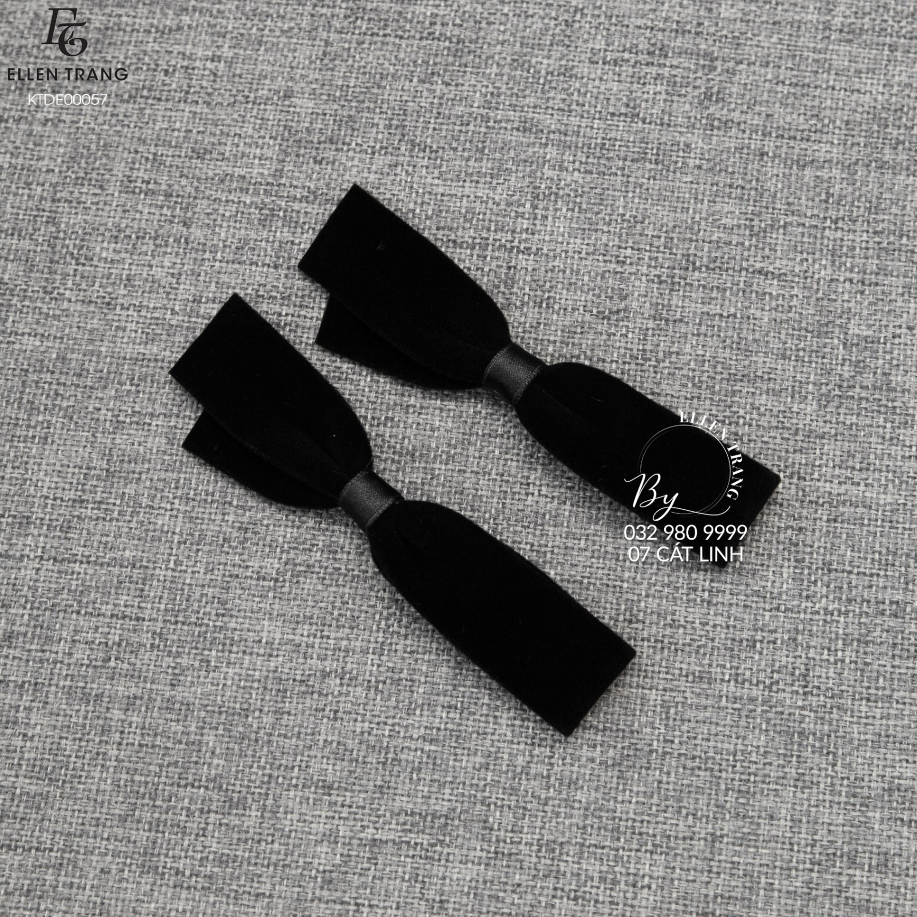 SET 2 KẸP NƠ NHUNG ĐEN
