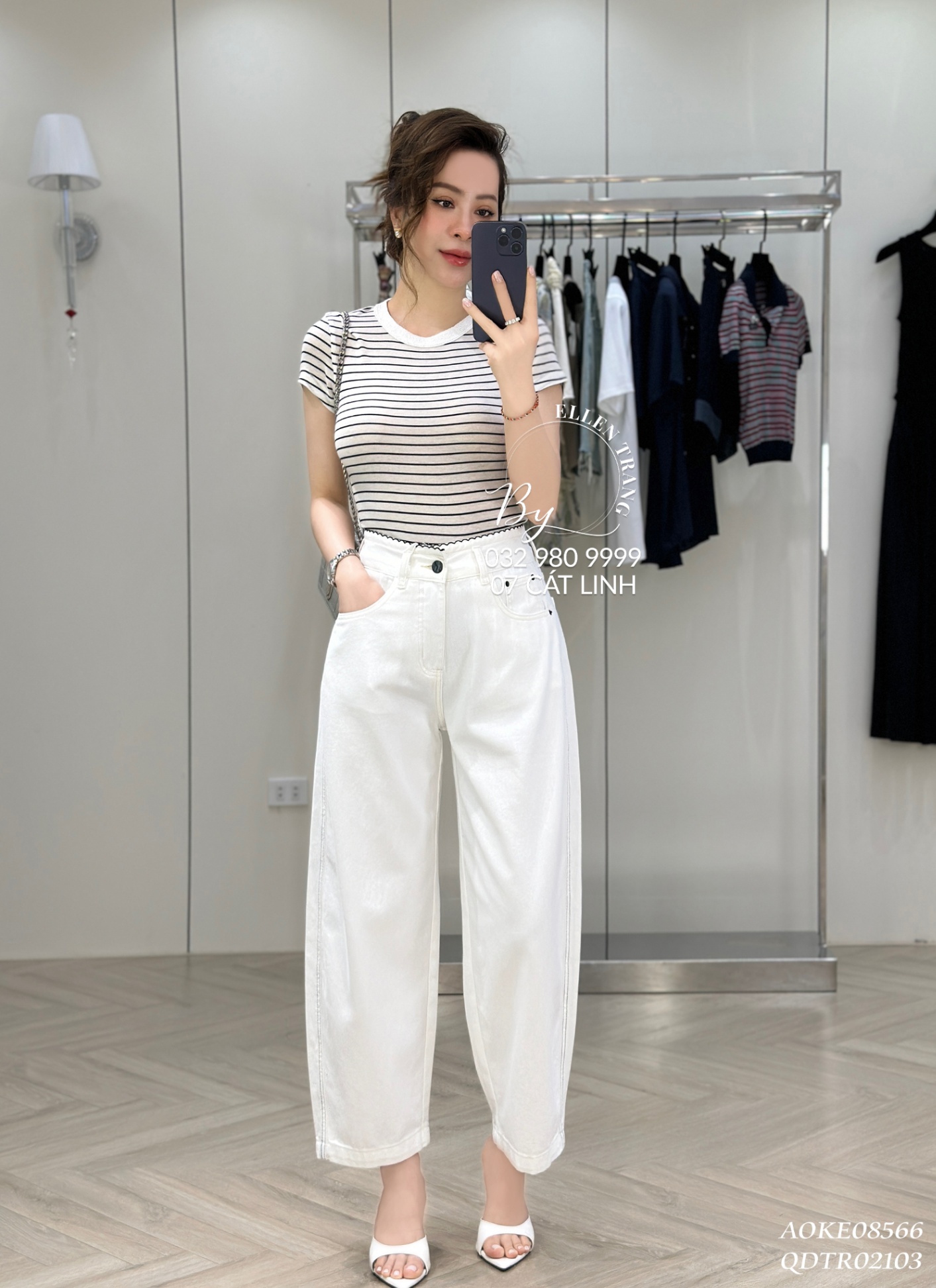 ÁO KẺ NGANG ĐEN TRẮNG CỔ TRÒN