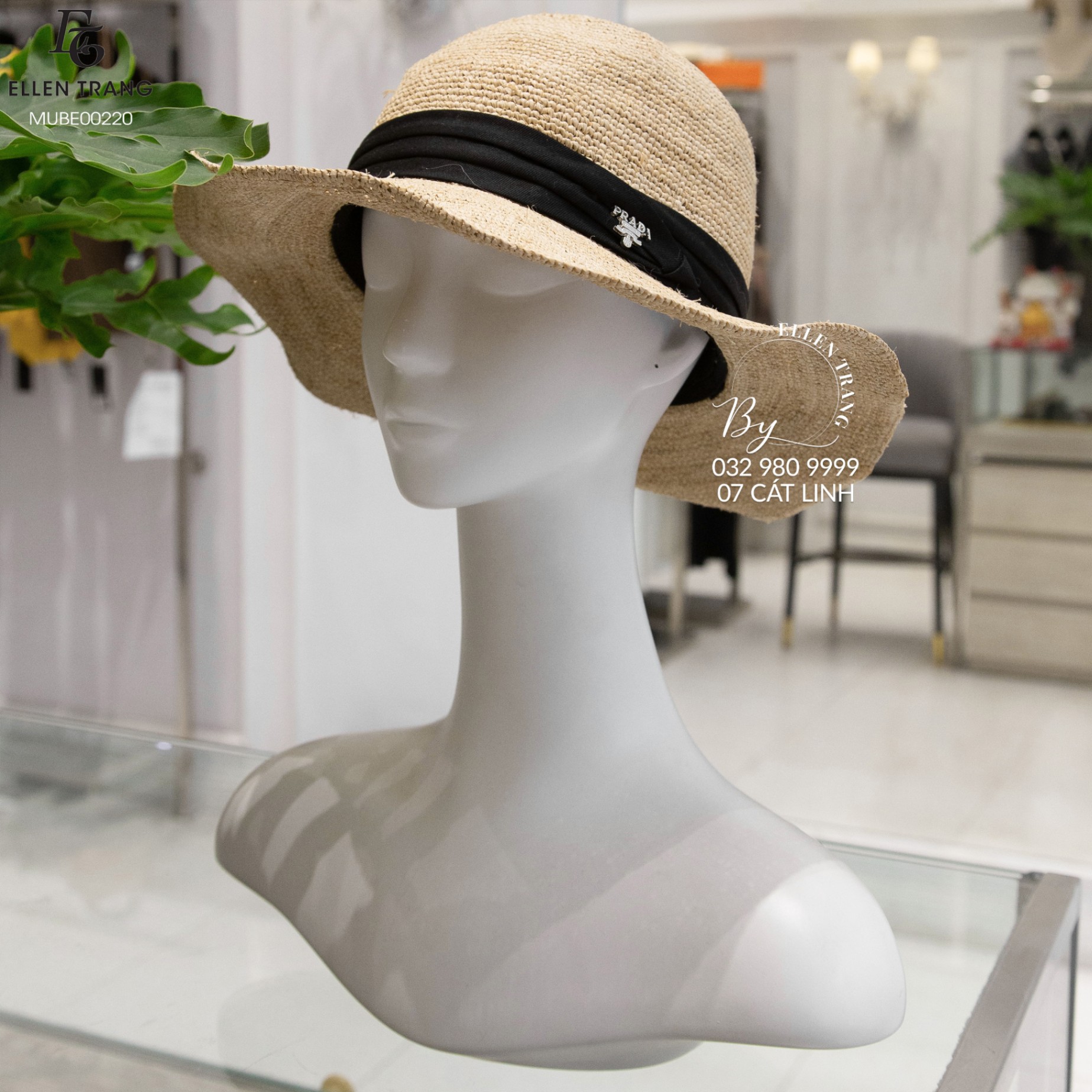 MŨ BE VIỀN ĐEN PRADA