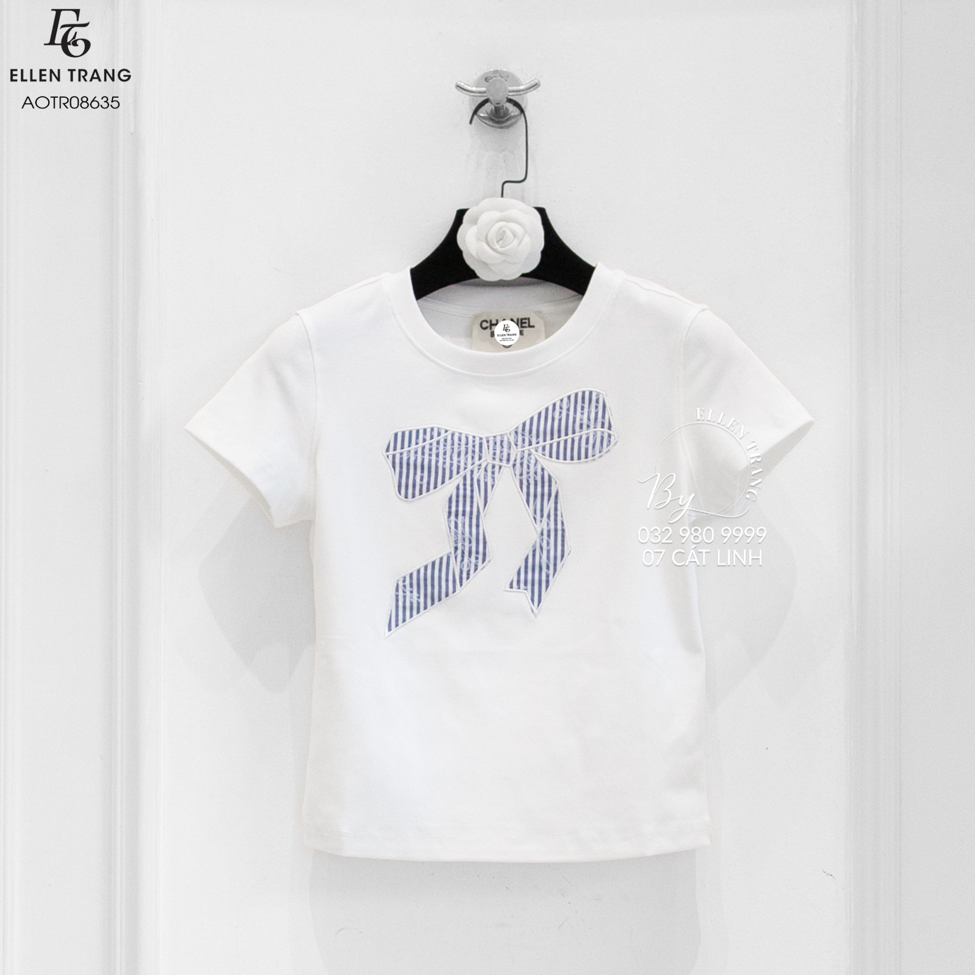 ÁO PHÔNG TRẮNG NƠ KẺ XANH CHANEL
