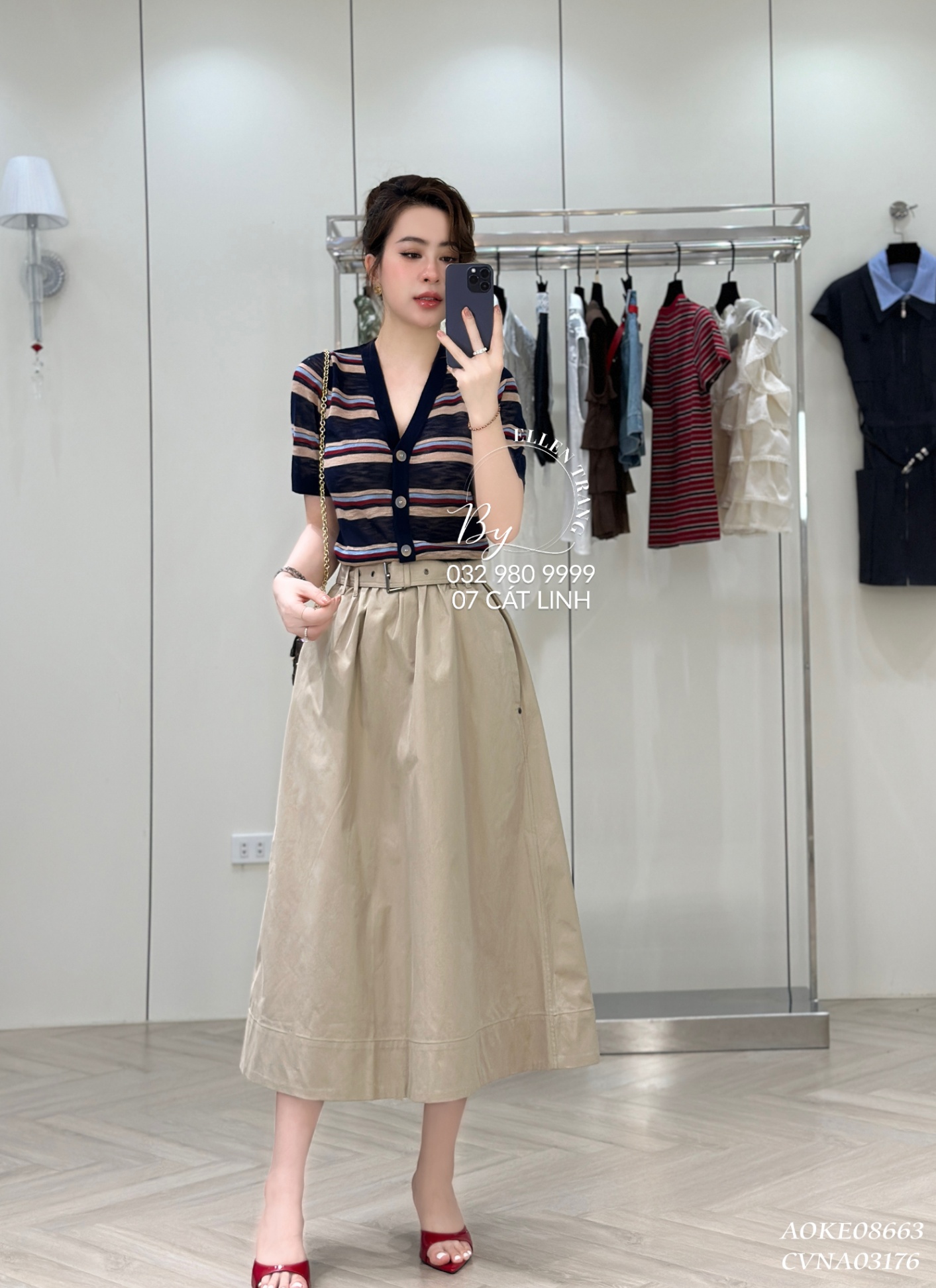 ÁO KẺ XANH THAN BE ĐỎ