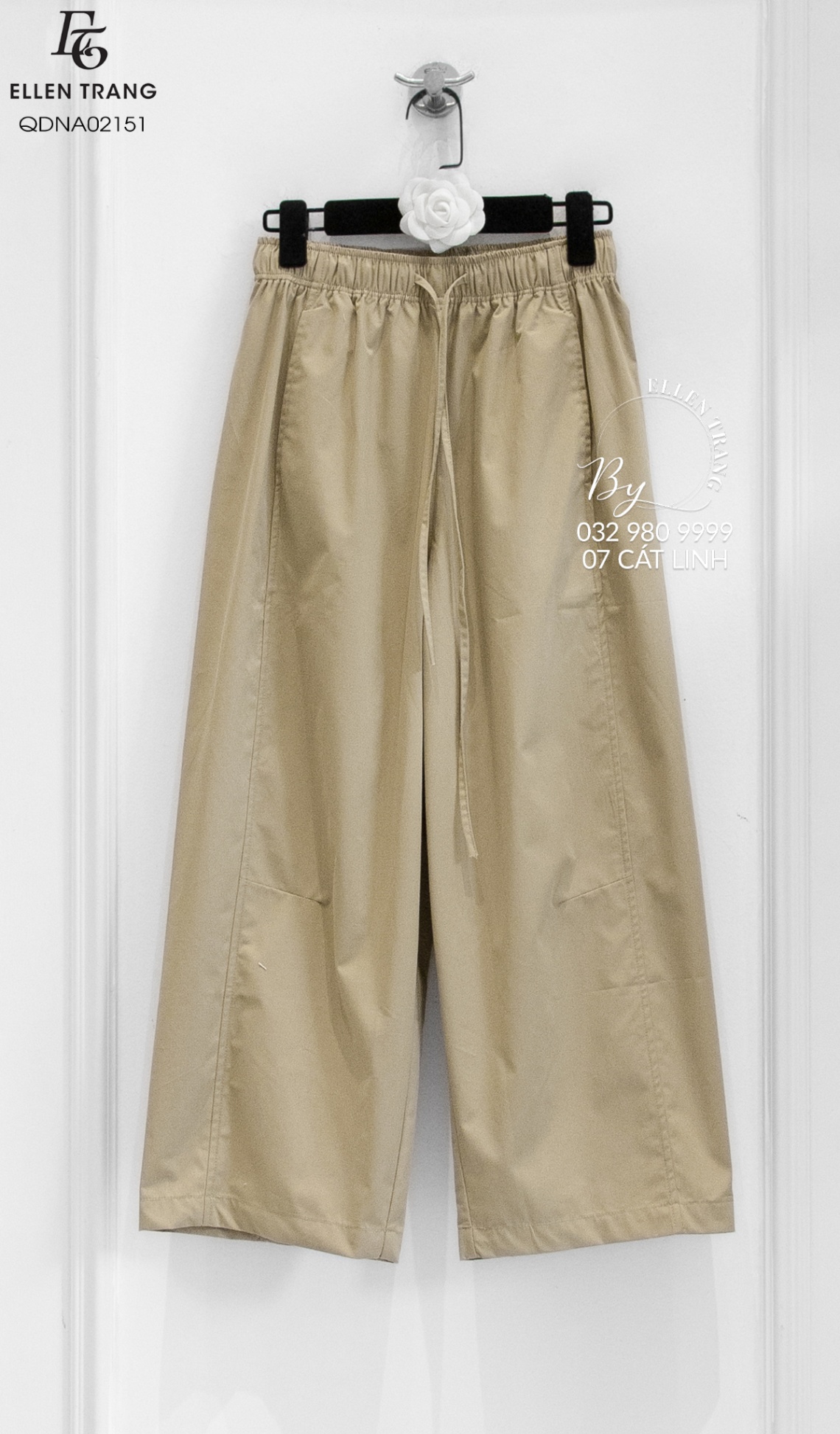 QUẦN DÀI NÂU CẠP CHUN DÁNG BAGGY