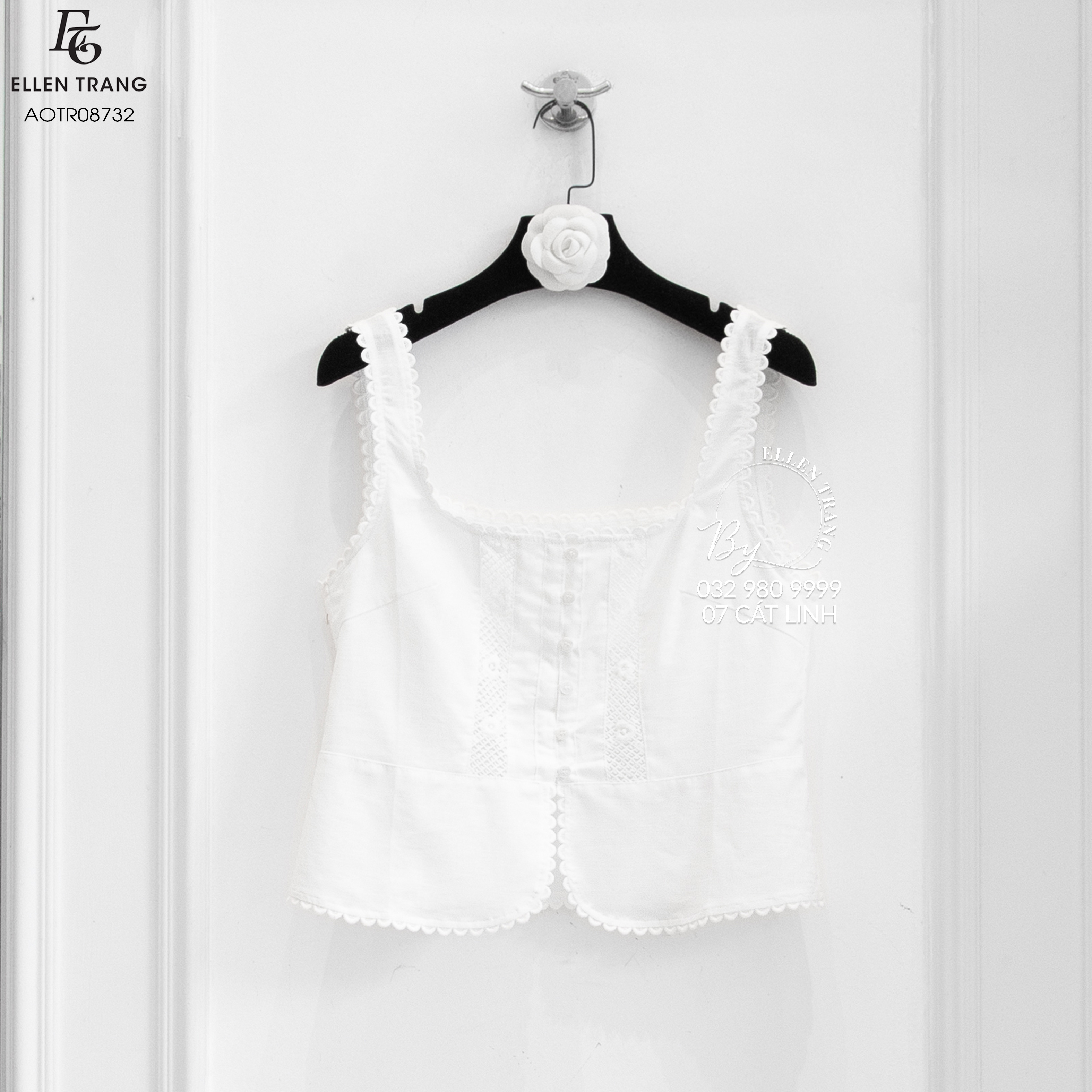 ÁO 2 DÂY SỌC LƯỚI HOA CÚC CÀI