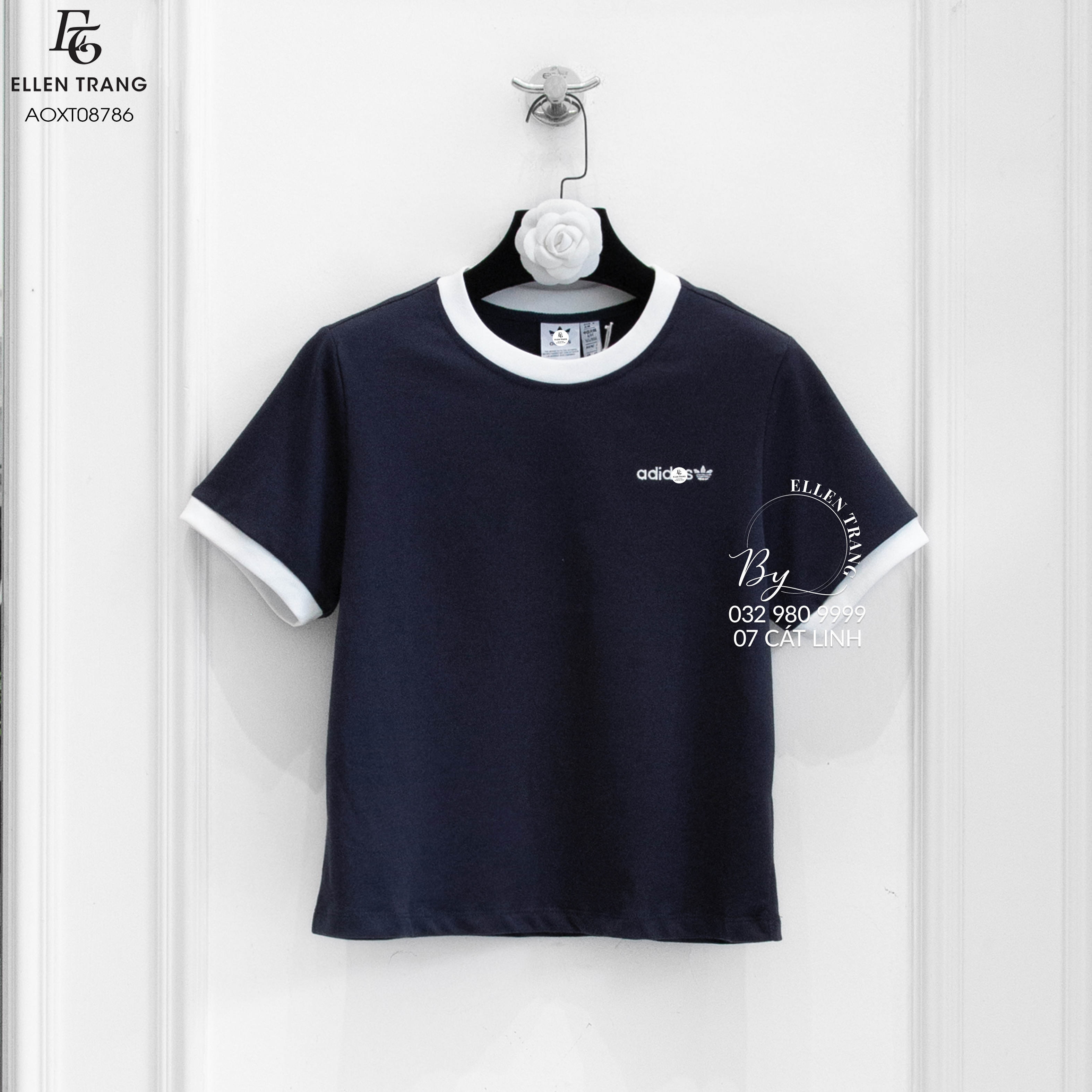 ÁO ADIDAS XANH THAN VIỀN TRẮNG