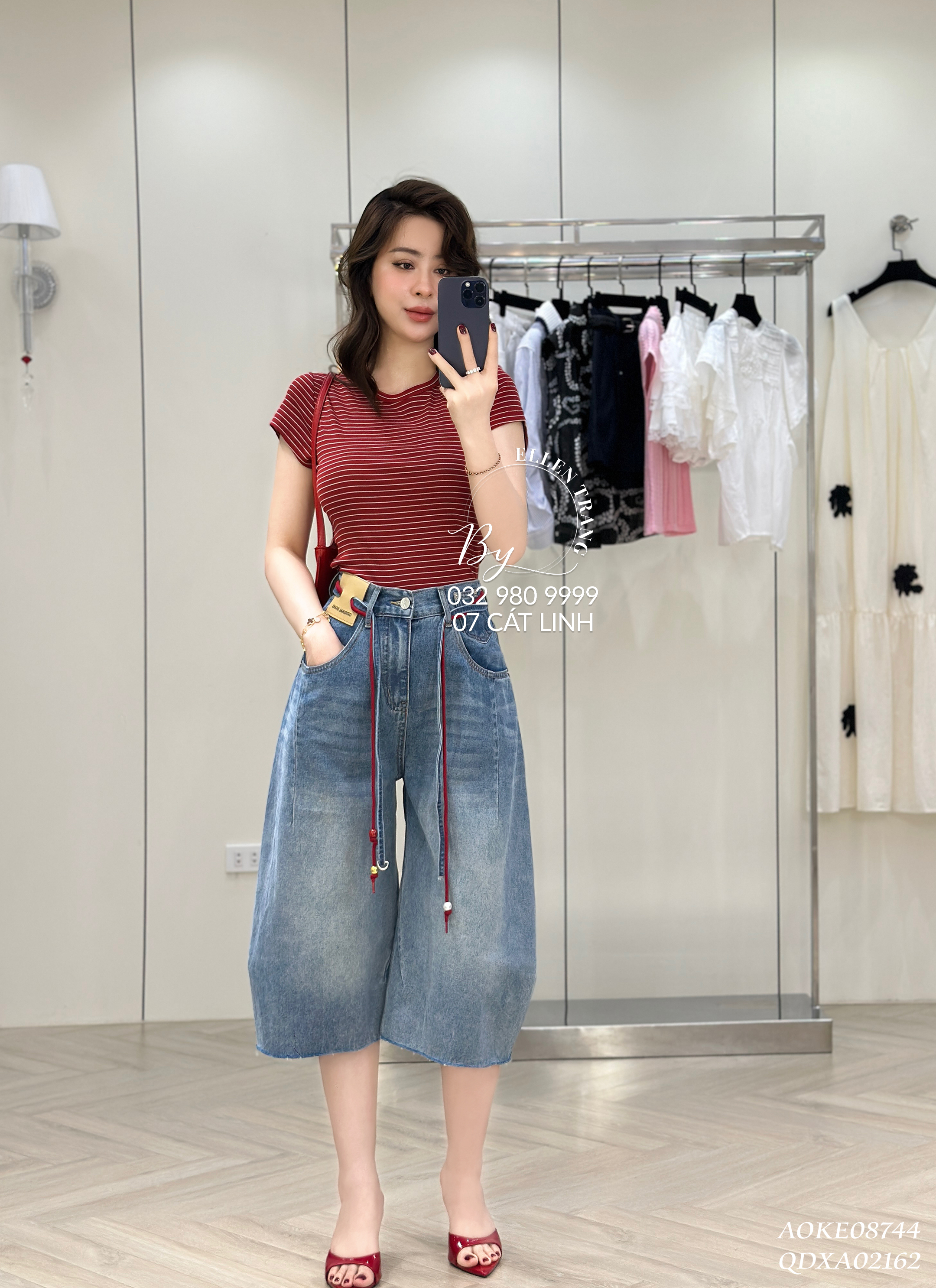 ÁO ĐỎ KẺ NGANG TRẮNG