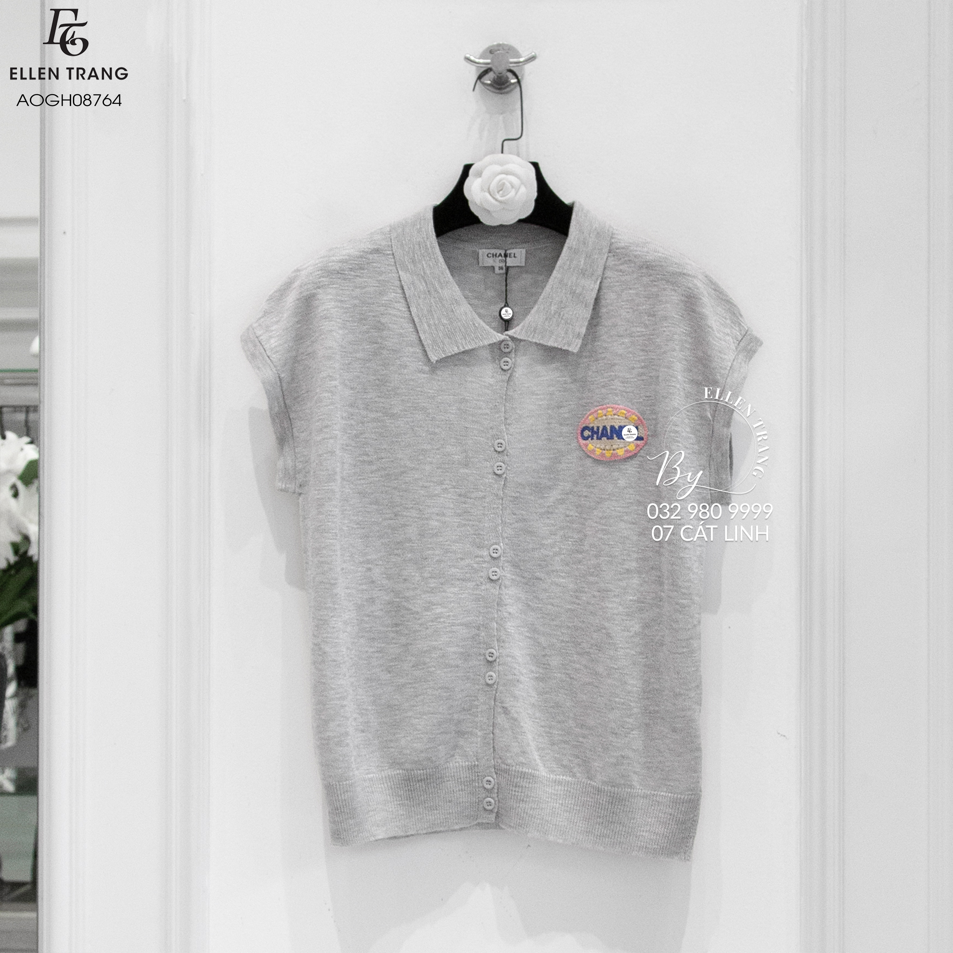 ÁO GHI CHỮ CHANEL XANH VIỀN MÀU