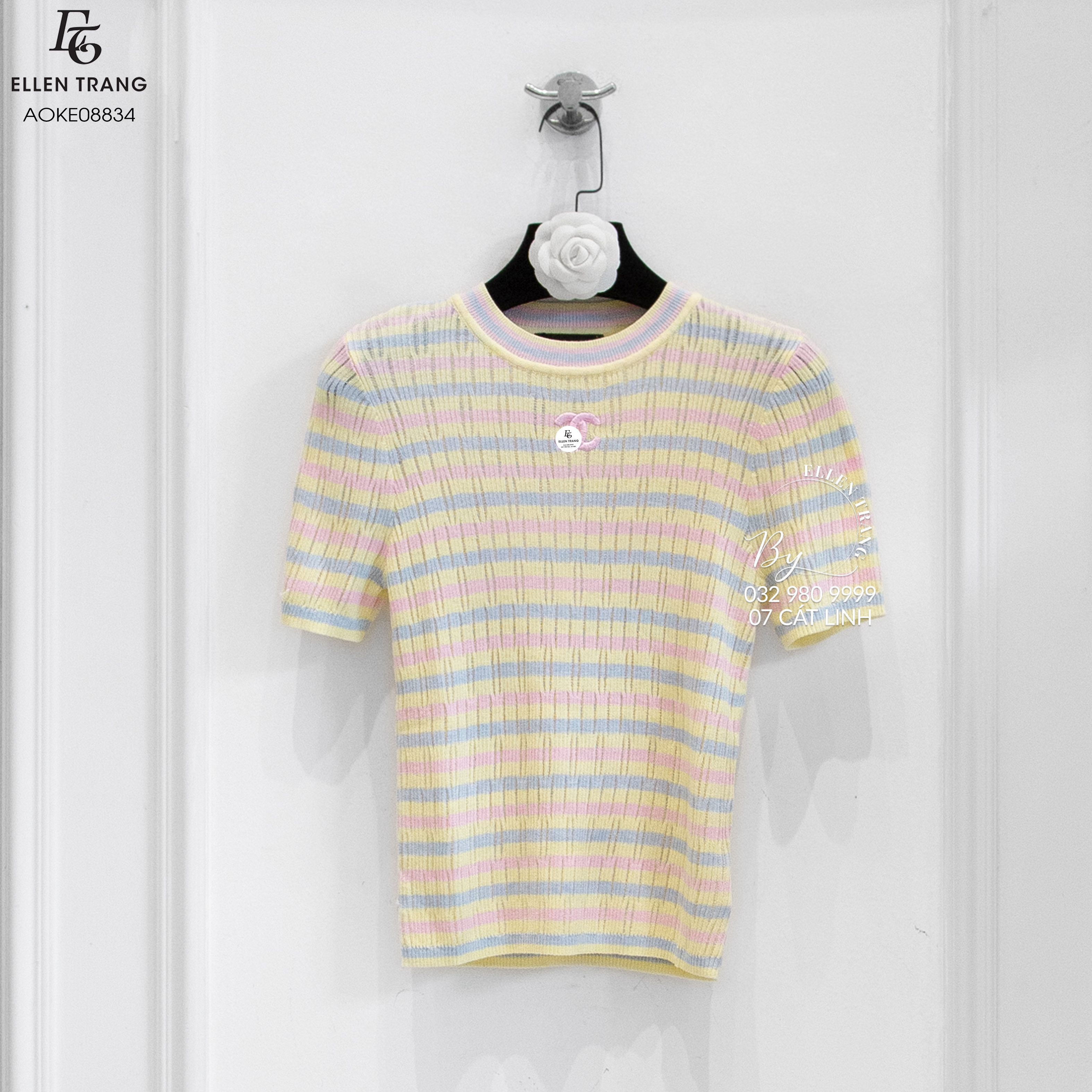 ÁO KẺ VÀNG XANH HỒNG CHANEL
