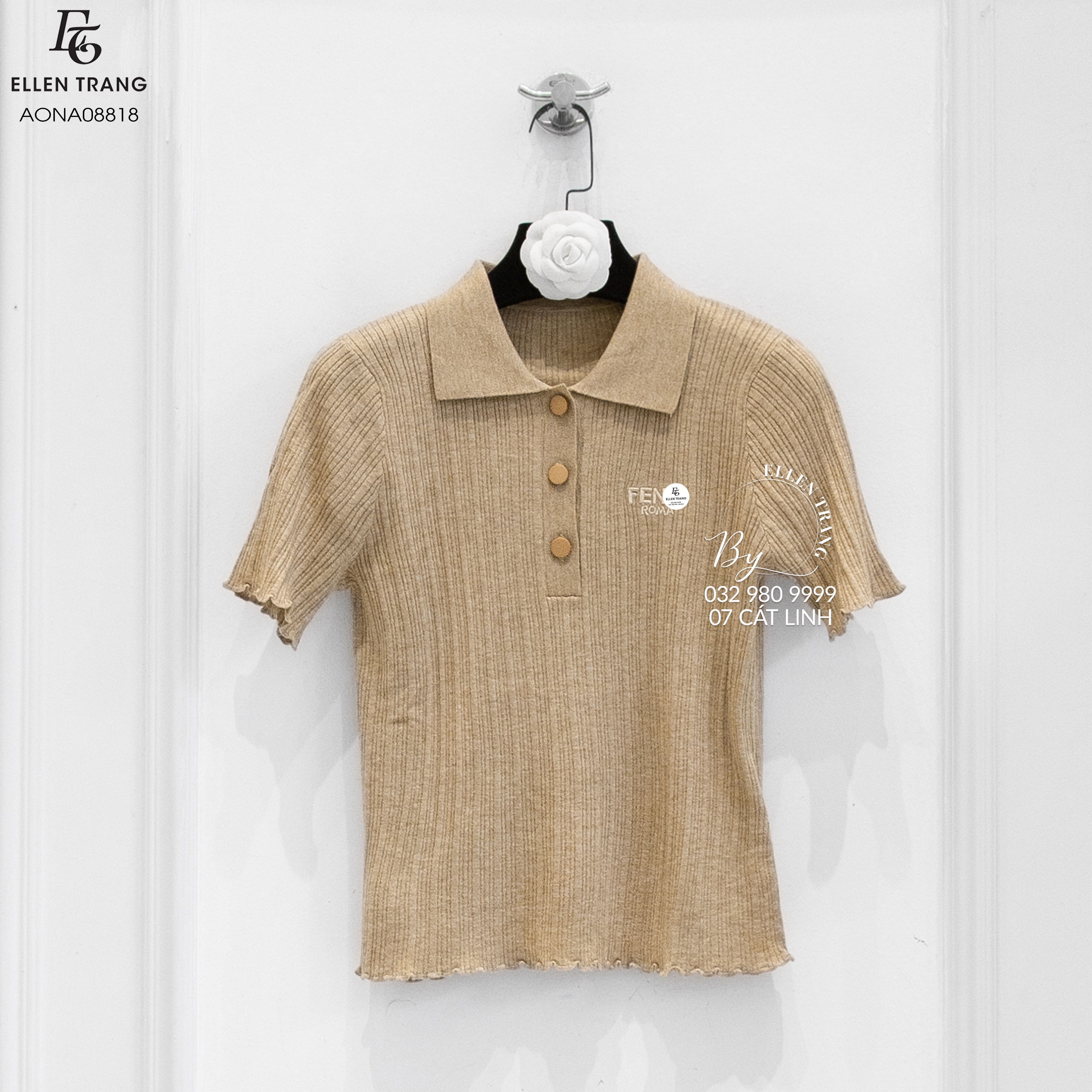 ÁO NÂU THÊU CHỮ FENDI