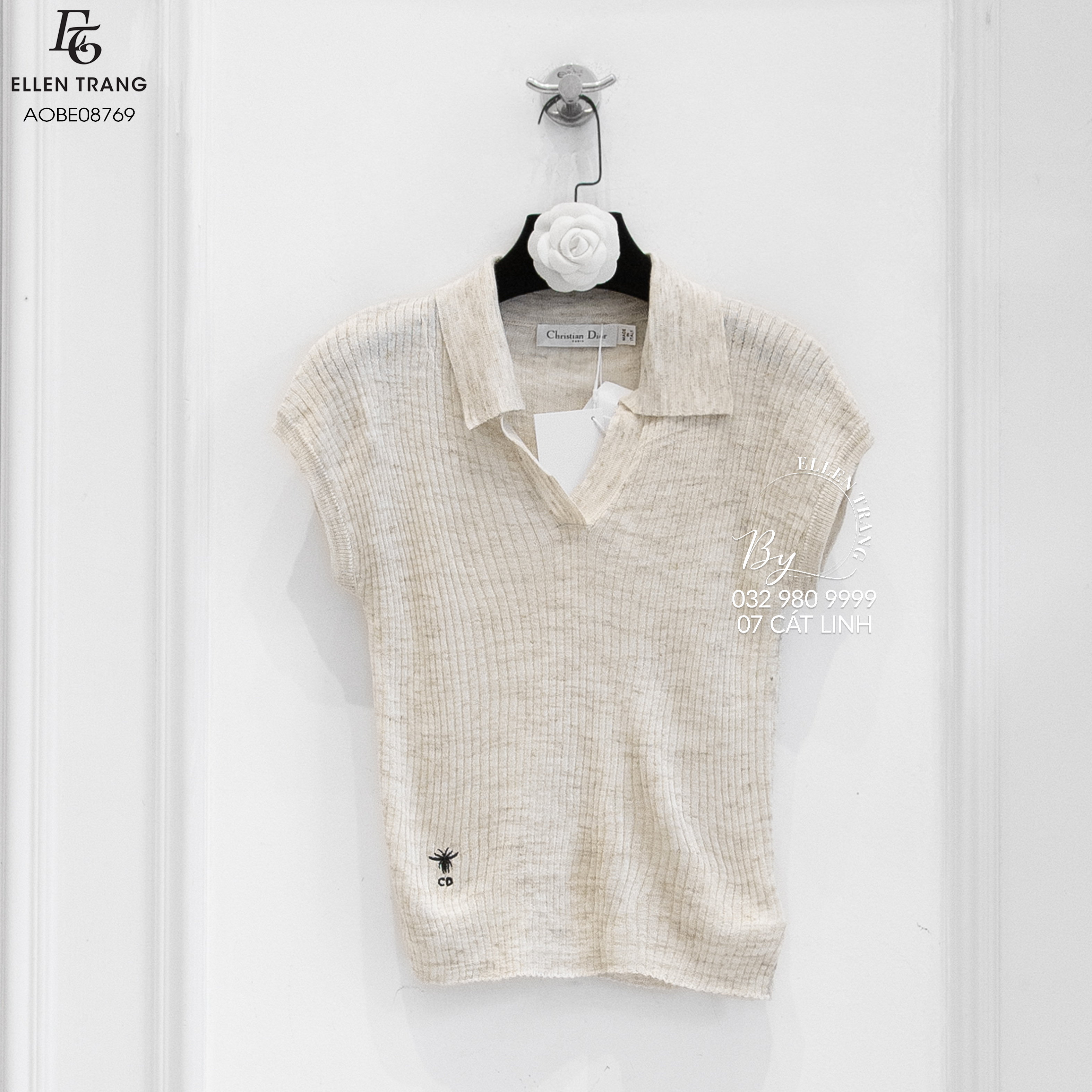 ÁO POLO BE THÊU CON ONG CHRISTIAN DIOR