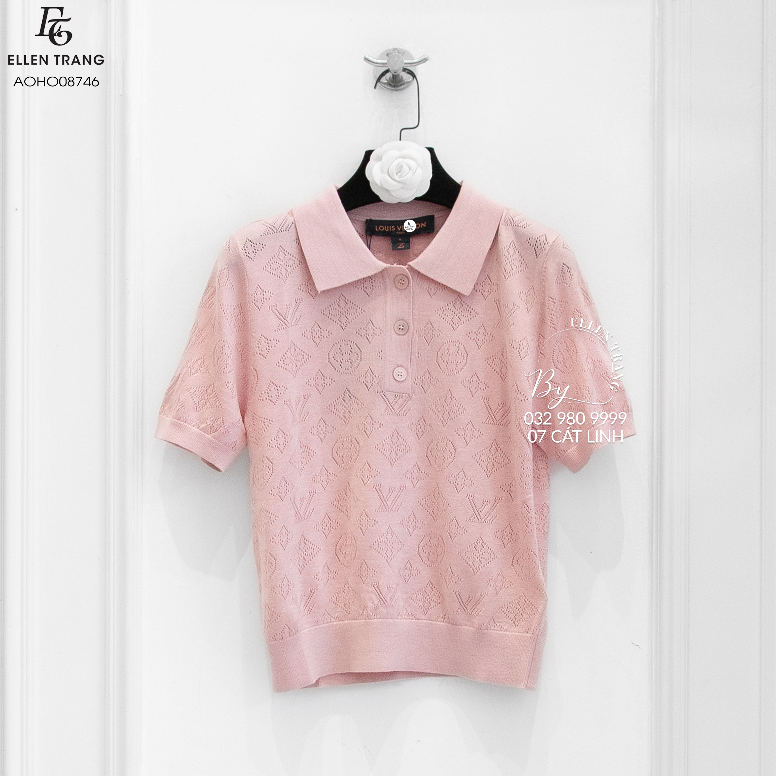 ÁO POLO HỒNG HOẠ TIẾT LV