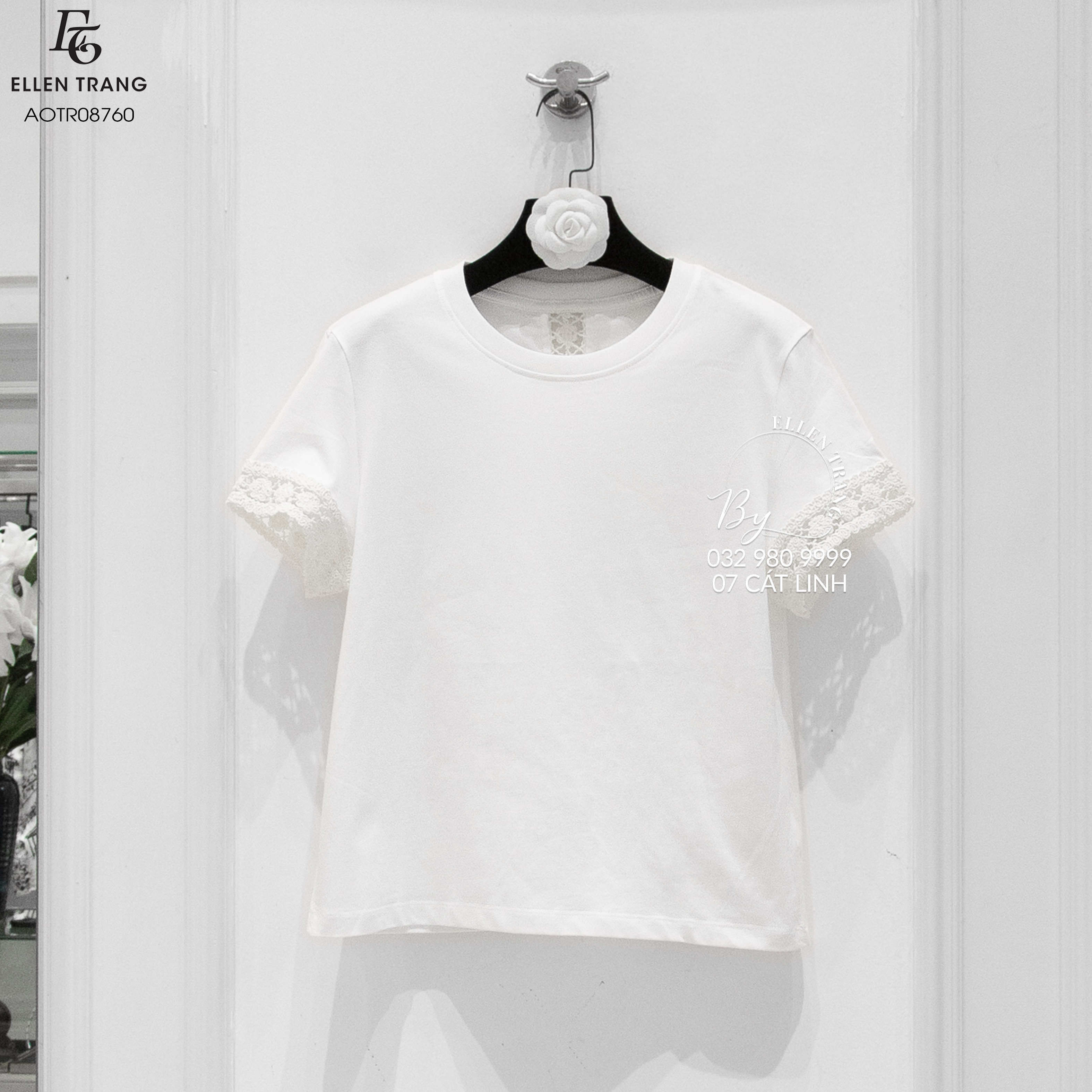 ÁO TRẮNG TAY REN LƯNG SỌC REN