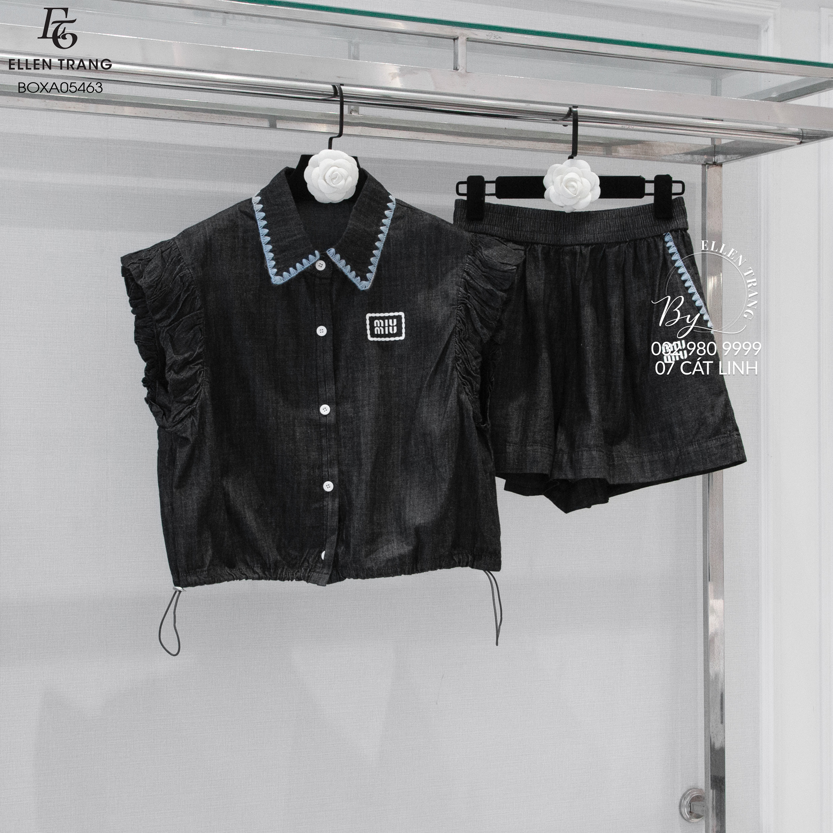 BỘ XÁM VIỀN XANH DƯƠNG MIUMIU