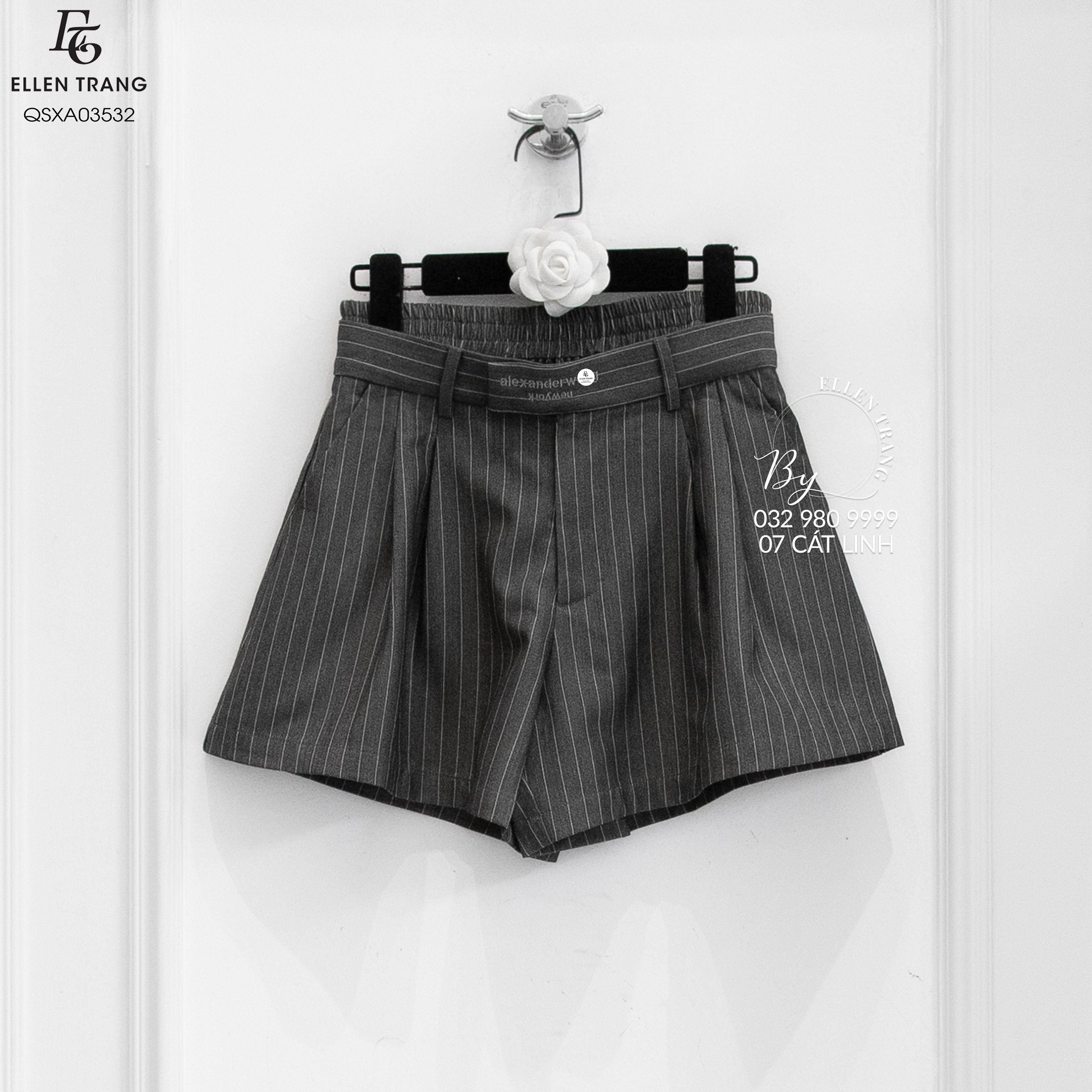 QUẦN SOOC XÁM KẺ 2 CẠP ALEXANDER WANG