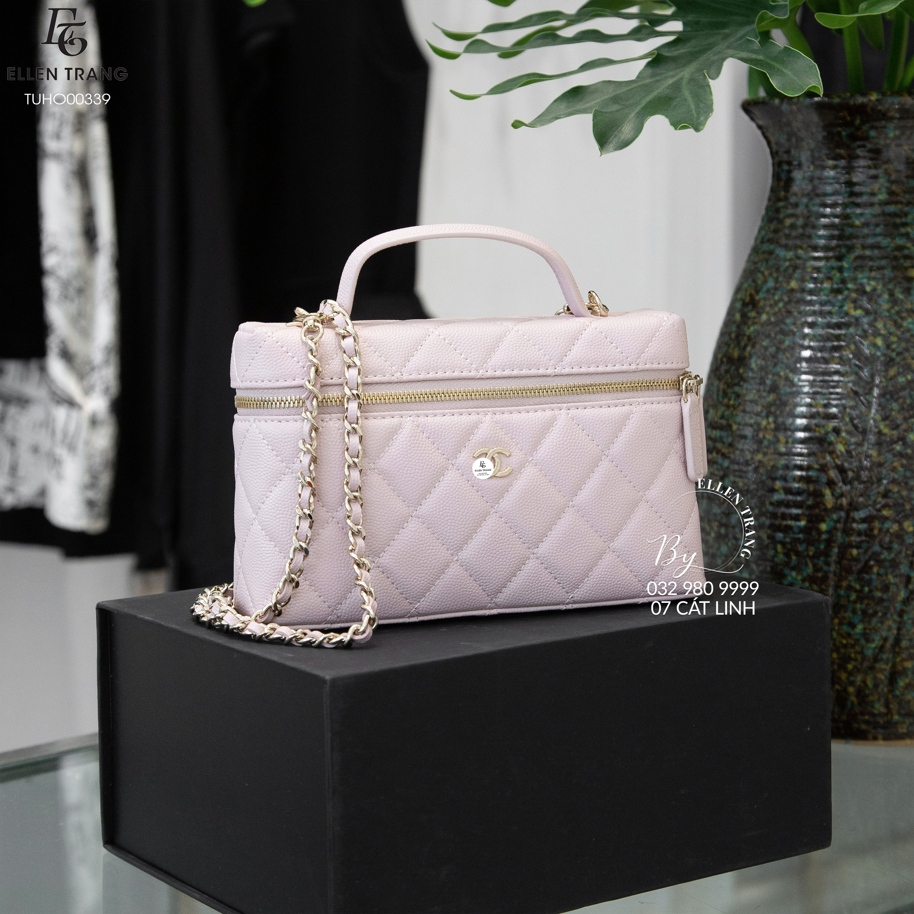 TÚI CHANEL HỒNG CHỮ NHẬT KÈM DÂY 19*11*4