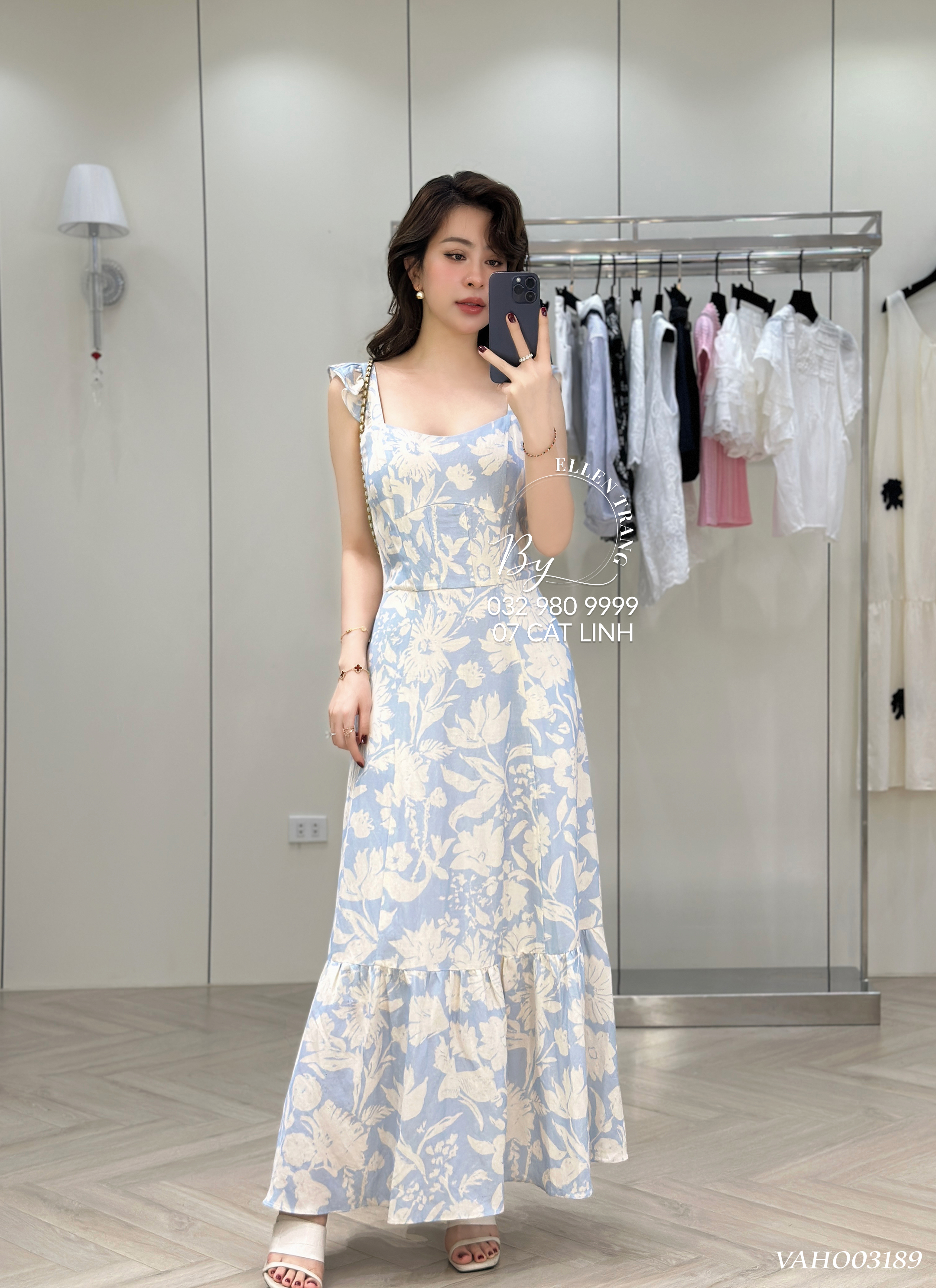VÁY XANH DƯƠNG HOA BE