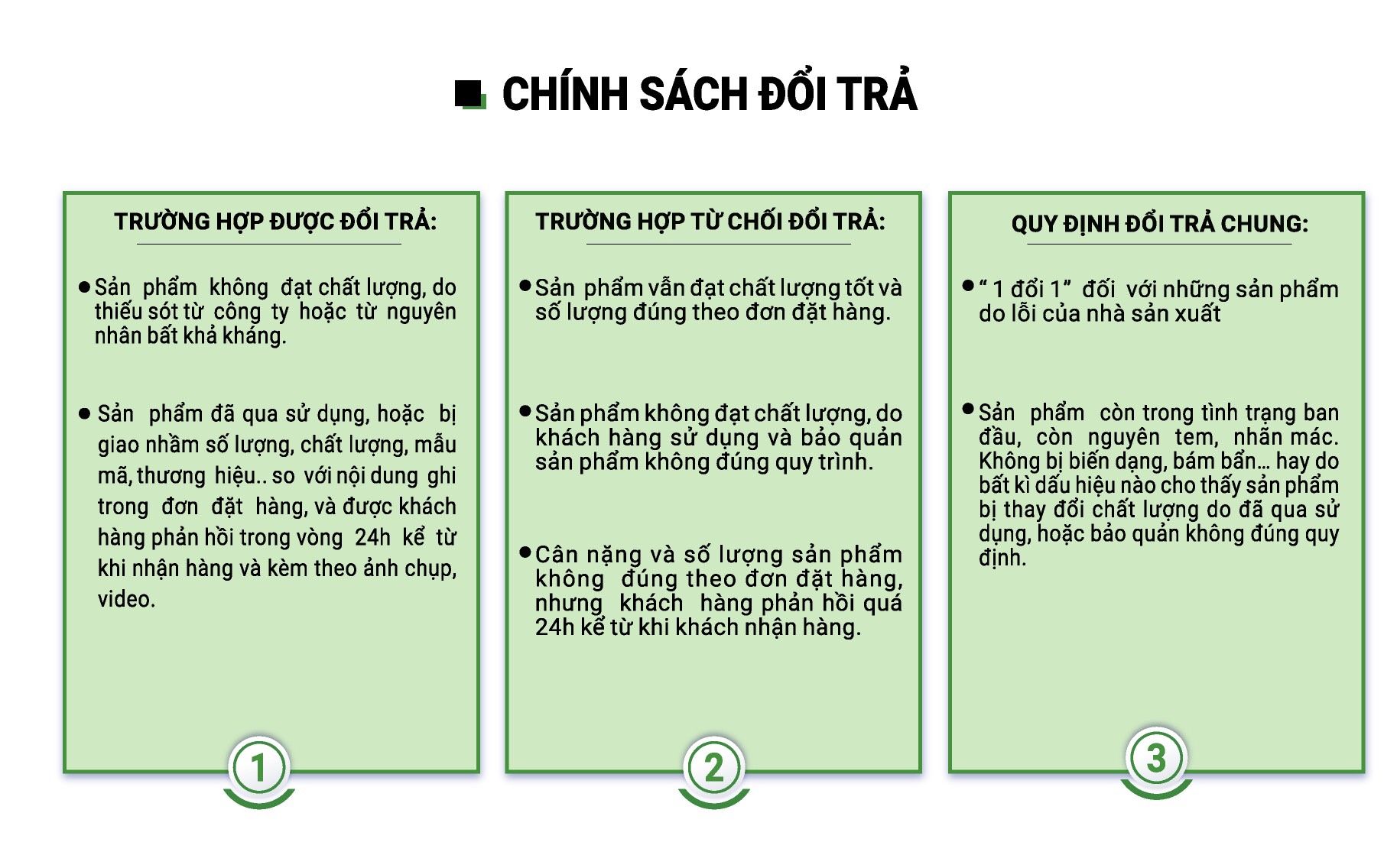 CHÍNH SÁCH ĐỔI TRẢ HÀNG HÓA