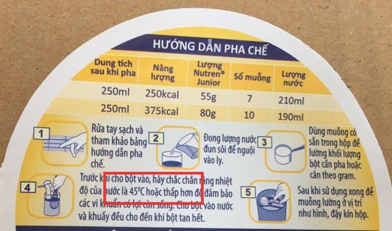 Nhiệt độ pha sữa công thức tiêu chuẩn tốt nhất