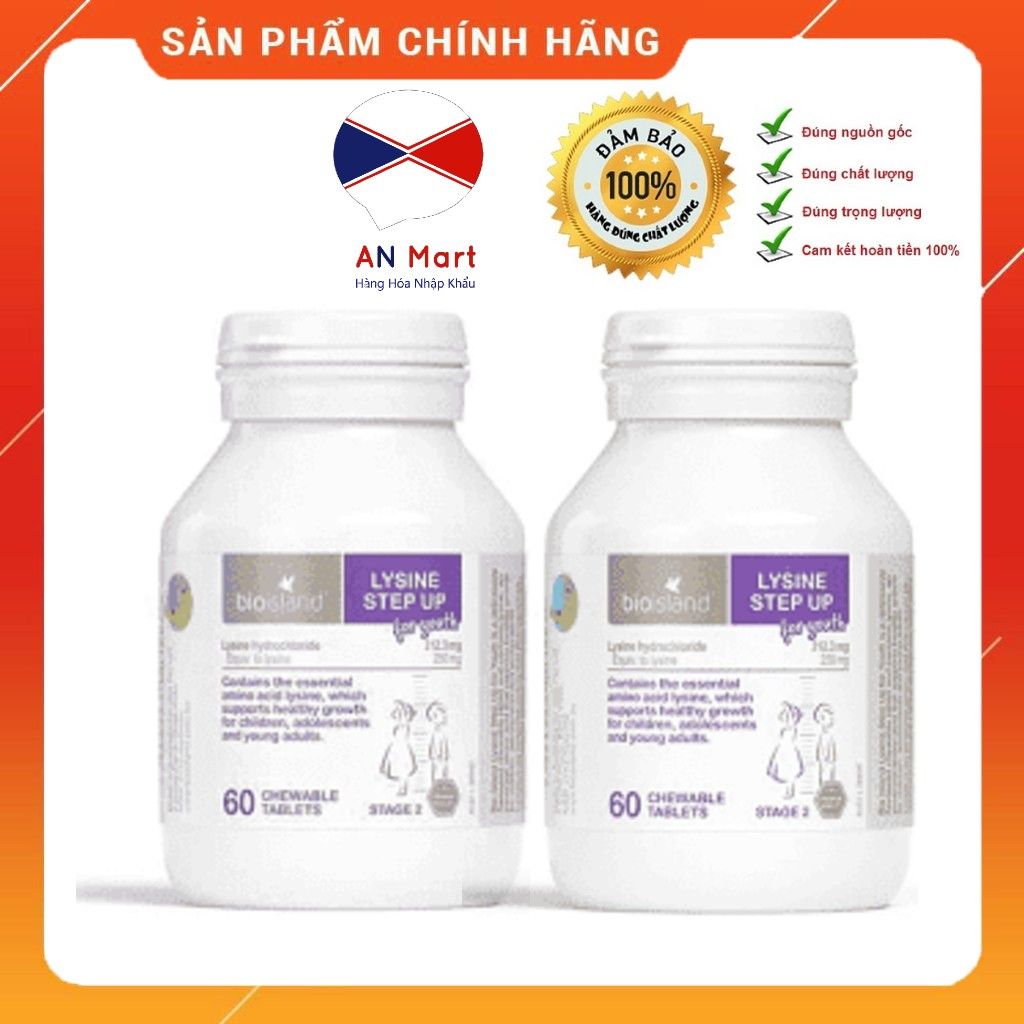 Viên uống chiều cao Lysine Bio Island 6-24 tuổi 60v, Úc. An Mart