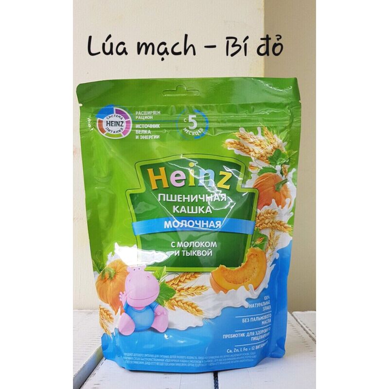 [Vị Bí Đỏ Gạo Sữa] Bột ăn dặm Heinz Nga gói 200g cho bé từ 5 tháng