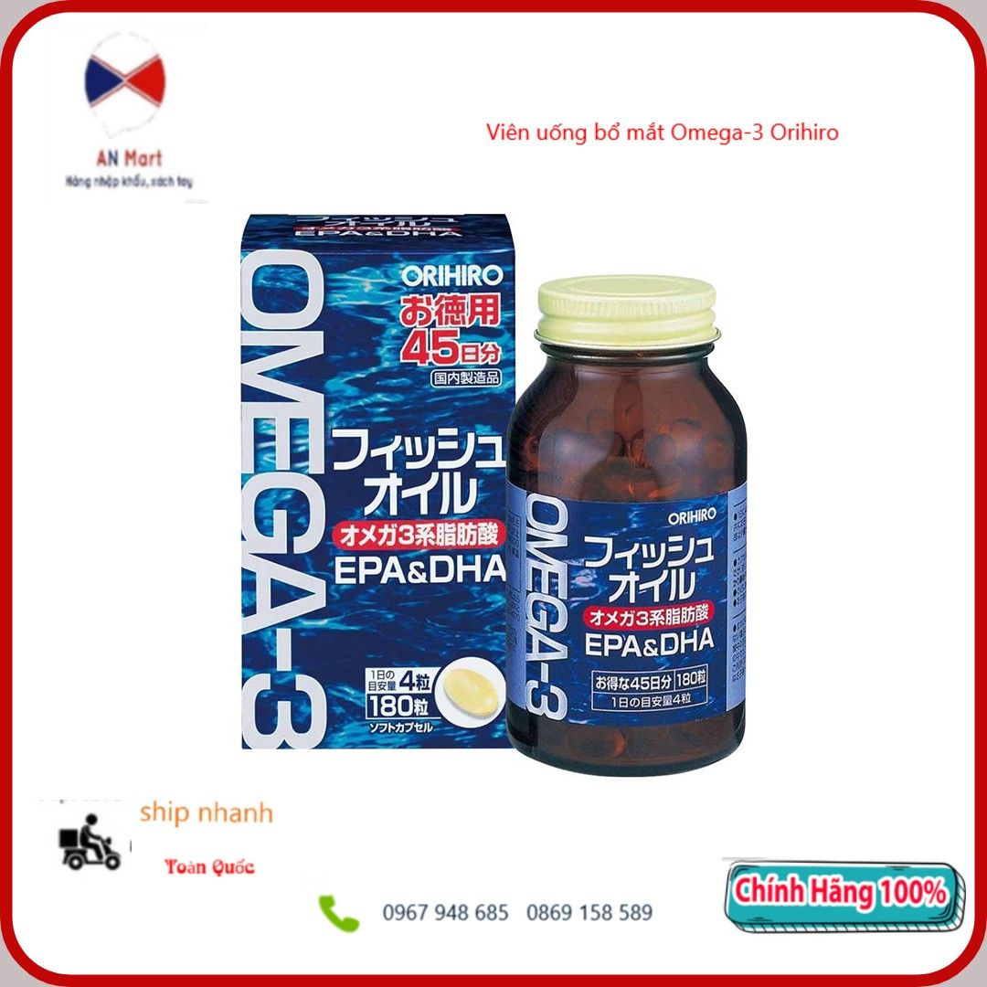 Viên uống bổ mắt Omega 3 Orihiro 180 viên Nhật Bản- An Mart