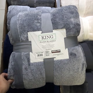 Chăn lông cừu Kirkland Plush Blanket Mỹ (King 284cm x 233cm) chuẩn xịn, ấm áp(Xám Trắng)