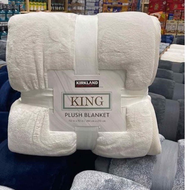 Chăn lông cừu Kirkland Plush Blanket Mỹ (King 284cm x 233cm) chuẩn xịn, ấm áp(Trắng)