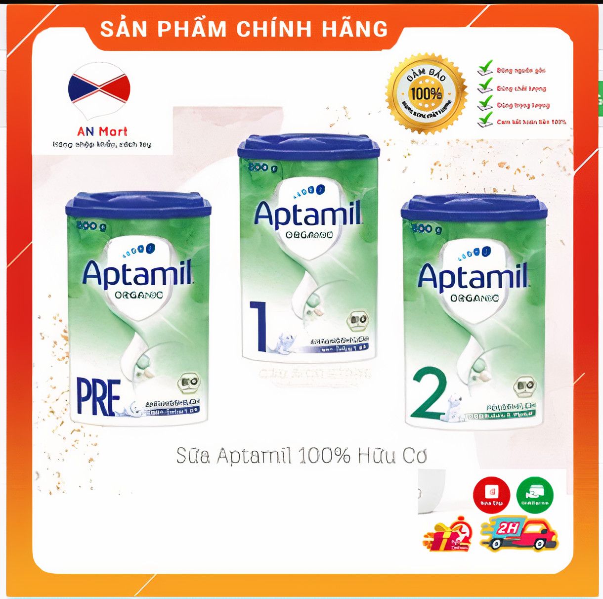 Sữa Aptamil Organic, Hữu Cơ Nội Địa Đức Hộp Giấy 800g Đủ Số Pe,1, 2