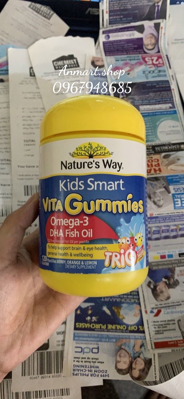 Kẹo Dẻo Gummies Nature's Way Kids Smart Omega3 DHA Trio, 120 viên