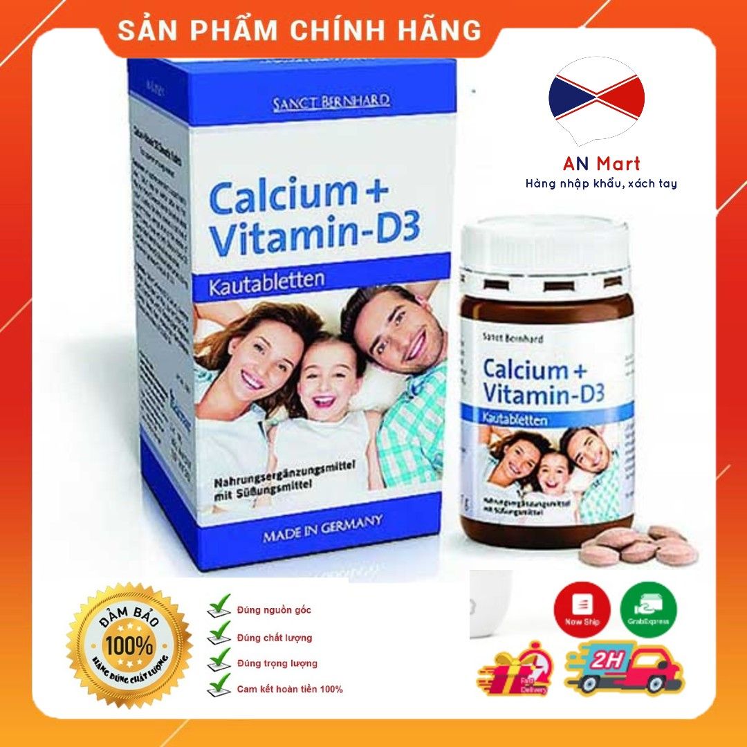 Viên Ngậm Sanct Bernhard Calcium Vitamin D3 Vị Socola, 150 Viên Chuẩn Đức