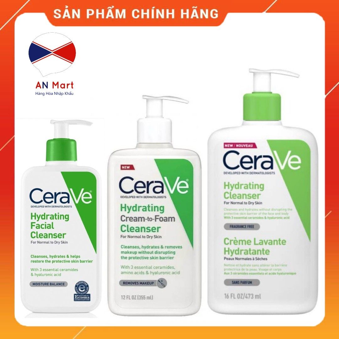 Sữa Rửa Mặt Tẩy Trang Dưỡng Ẩm Cerave Hydrating Cream To Foam Cleanser Dạng Kem