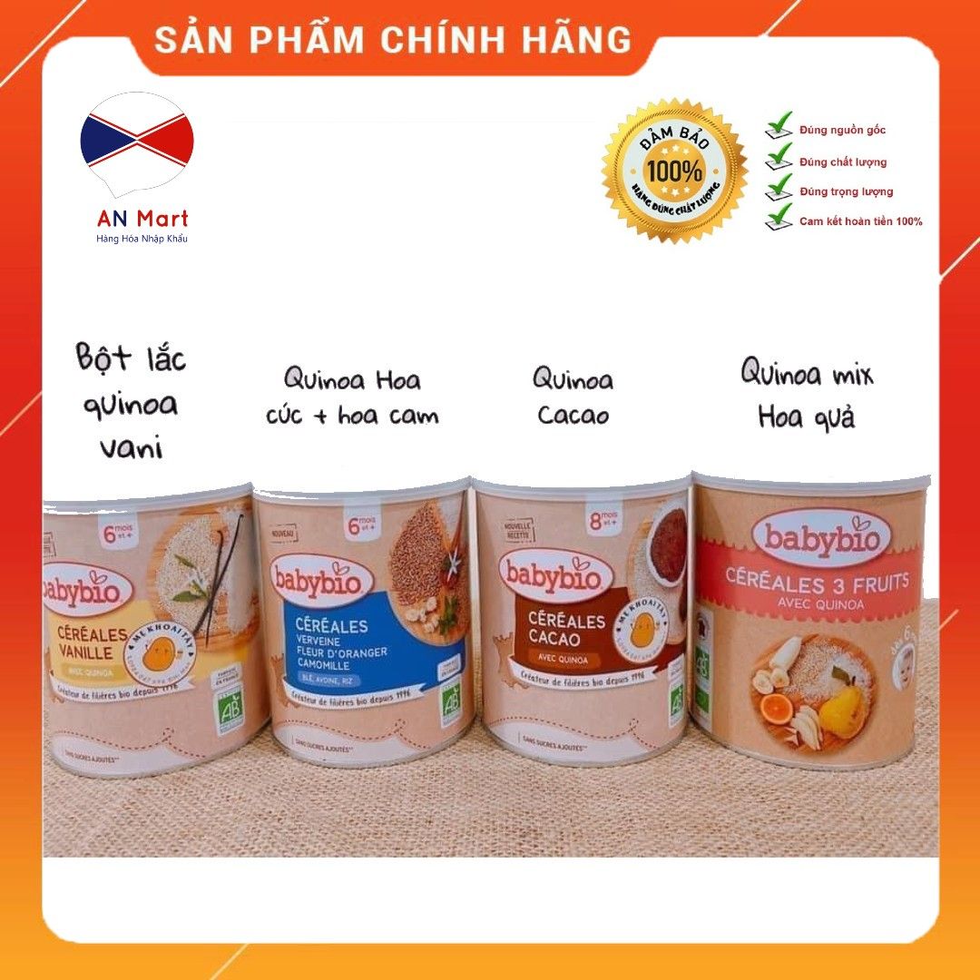 Bột Ăn Dặm, Bột Lắc Sữa Quinoa Organic 2in1 BabyBio Từ 6 - 8 Tháng Tuổi Của Pháp