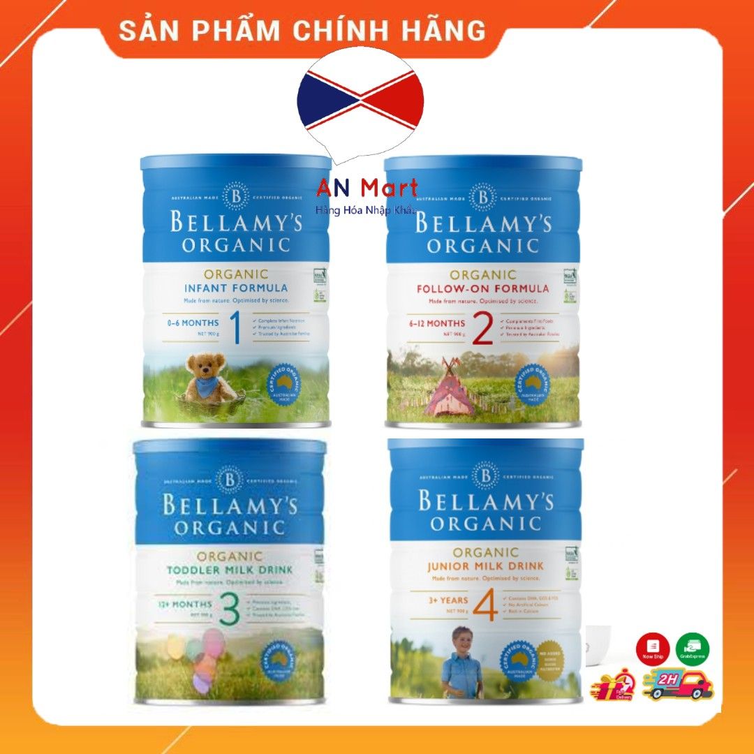 Sữa hữu cơ Bellamy’s Organic đủ số 1 2 3 4 của Úc 900g - An Mart