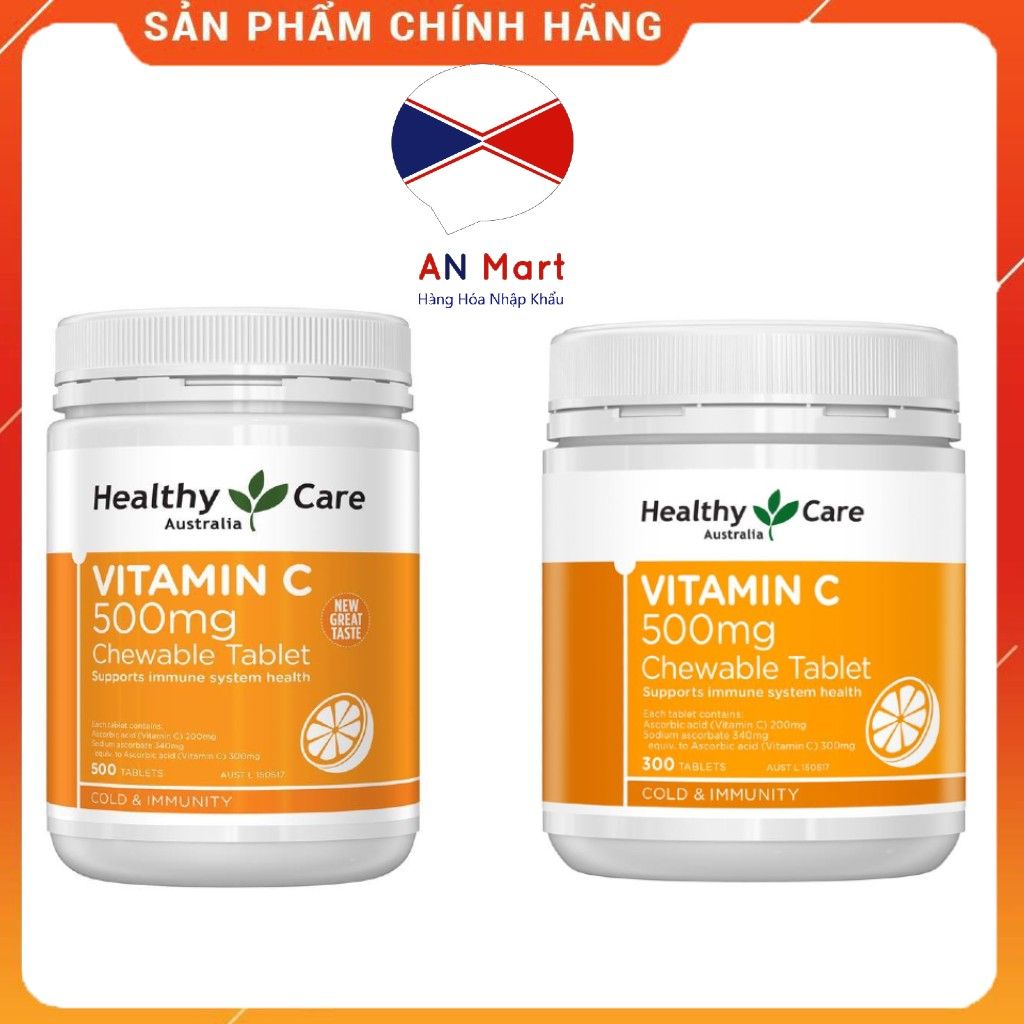 Viên nhai bổ sung Vitamin C Healthy Care 500mg Úc-An Mart