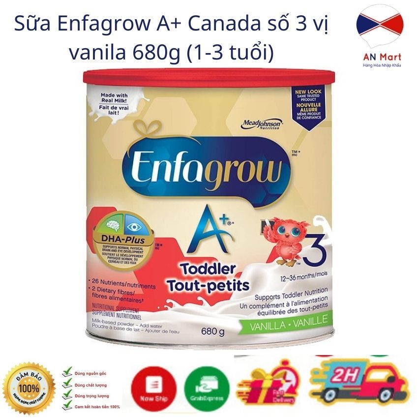 Sữa Enfagrow A+ Canada số 3 vị vanila 680g (1-3 tuổi)