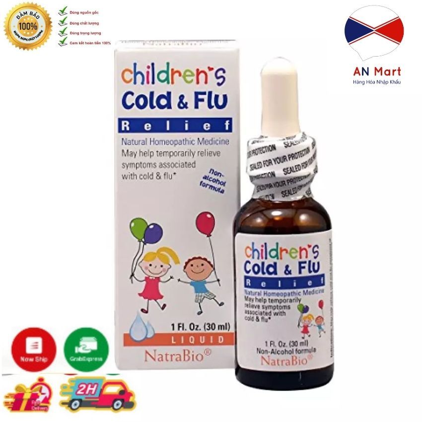 Thuốc Siro cảm cúm Children Cold & Flu Relief Natrabio của Mỹ 30ml