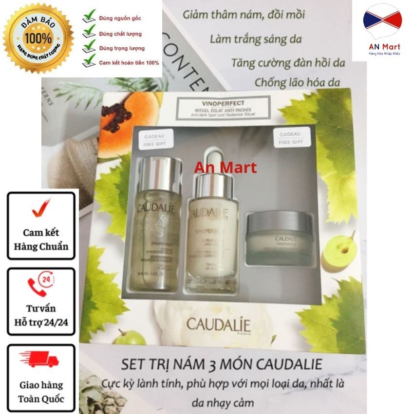 Bộ dưỡng trắng da trị nám Caudalie Vinoperfect Pháp- An Mart