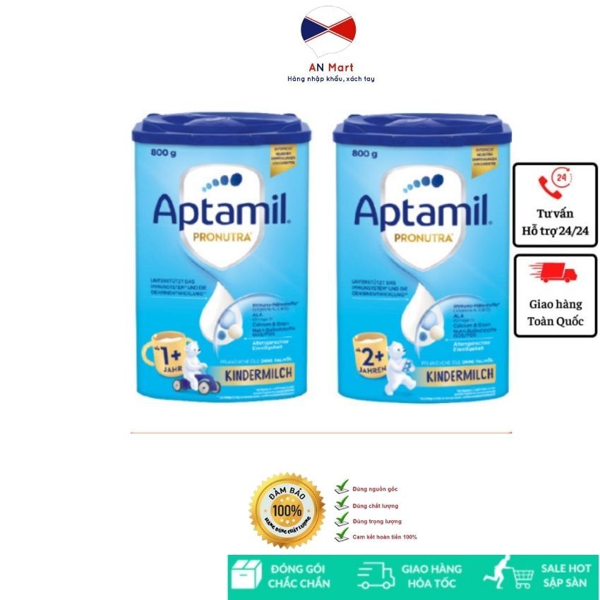 Sữa Aptamil Kindermilch Đức đủ số 1+ 2+ hộp 800g- An Mart