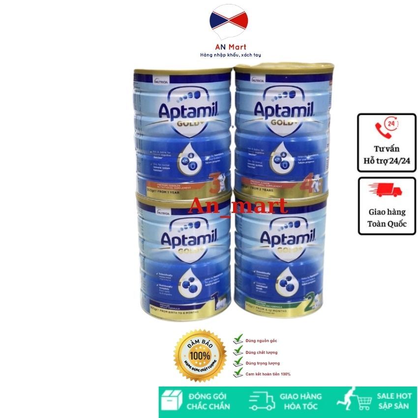 Sữa Aptamil Gold  đủ số 1 2 3 4 hộp 900g của Úc- An Mart