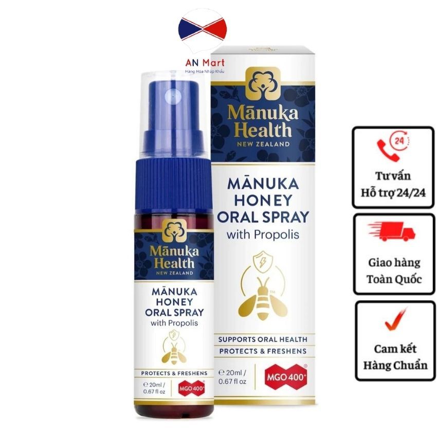 Xịt họng keo ong Manuka Honey Oral Spray 20ml New Zealand An Mart