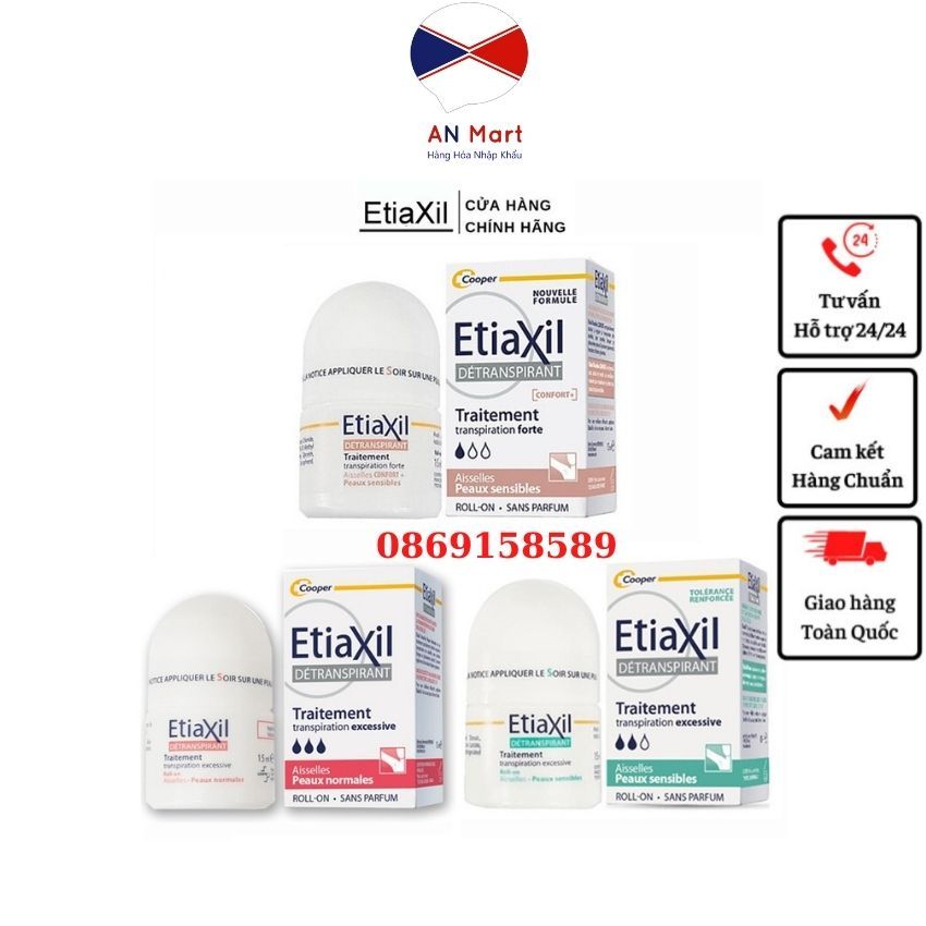 Lăn khử mùi Etiaxil nội địa Pháp 15ml đỏ nâu xanh- An Mart