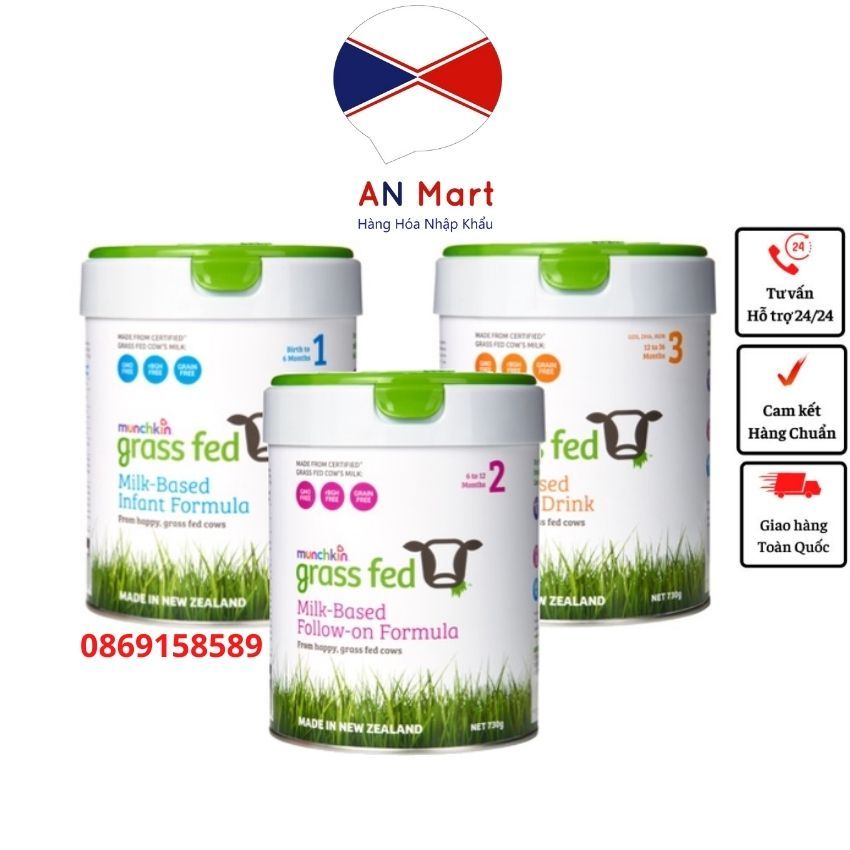 Sữa bột Munchkin Grass Fed đủ số 1 2 3 hộp 730g Úc - An Mart