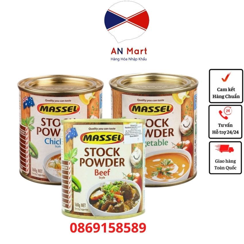 Hạt nêm Massel Stock Powder rau gà và bò của Úc- An Mart