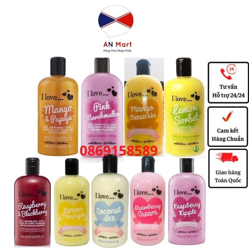 Sữa tắm hương hoa quả I Love 500ml của Anh- An Mart