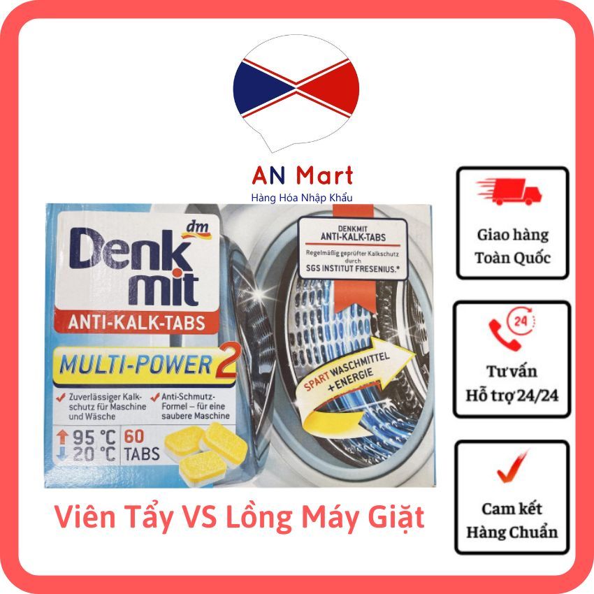 Viên tẩy vệ sinh lồng máy giặt Denkmit 60 viên của Đức- Anmart