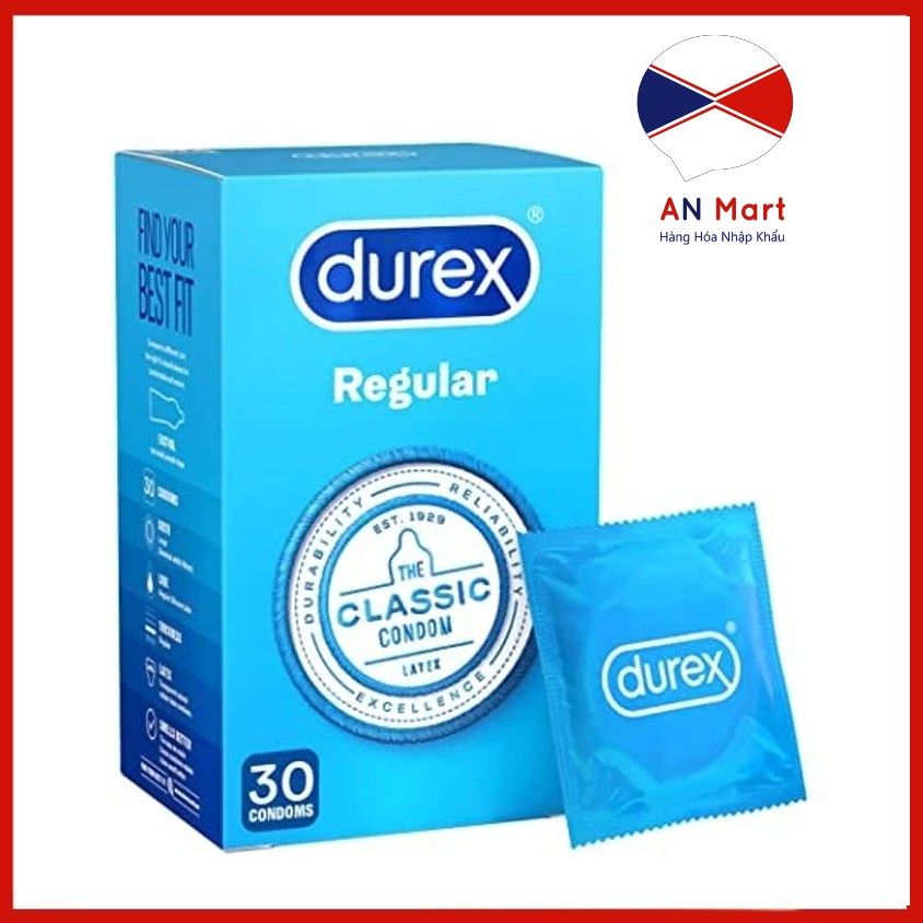 Bao cao su Durex Regular the Classic Condom hộp 30 chiếc- An Mart