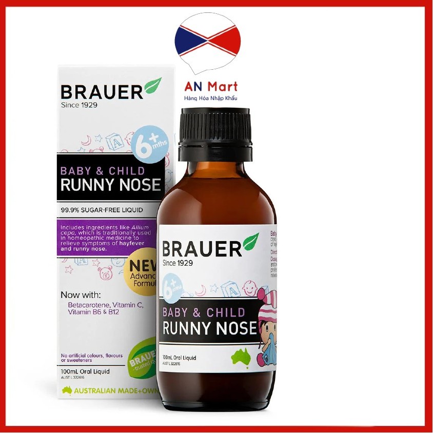 Siro Brauer Baby & Child Runny Nose 100ml trị sổ mũi ngạt mũi 6m+