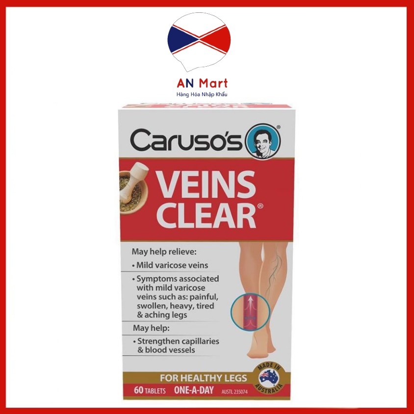 Caruso’s Viên Uống Hỗ Trợ Cải Thiện Giãn Tĩnh Mạch Veins Clear 60 Viên