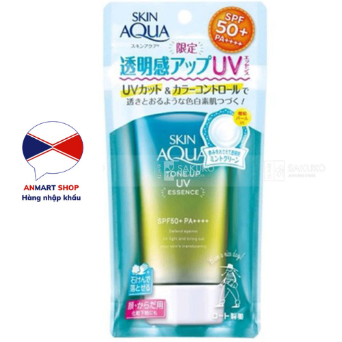 KEM CHỐNG NẮNG NÂNG TÔNG SKIN AQUA ESSENCE MINT 80G