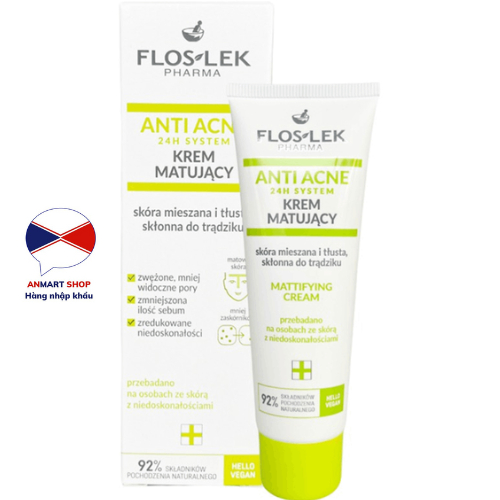 Kem dưỡng Floslek Anti Acne Ba Lan hỗ trợ kiềm dầu, giảm tiết bã nhờn cho da dầu mụn